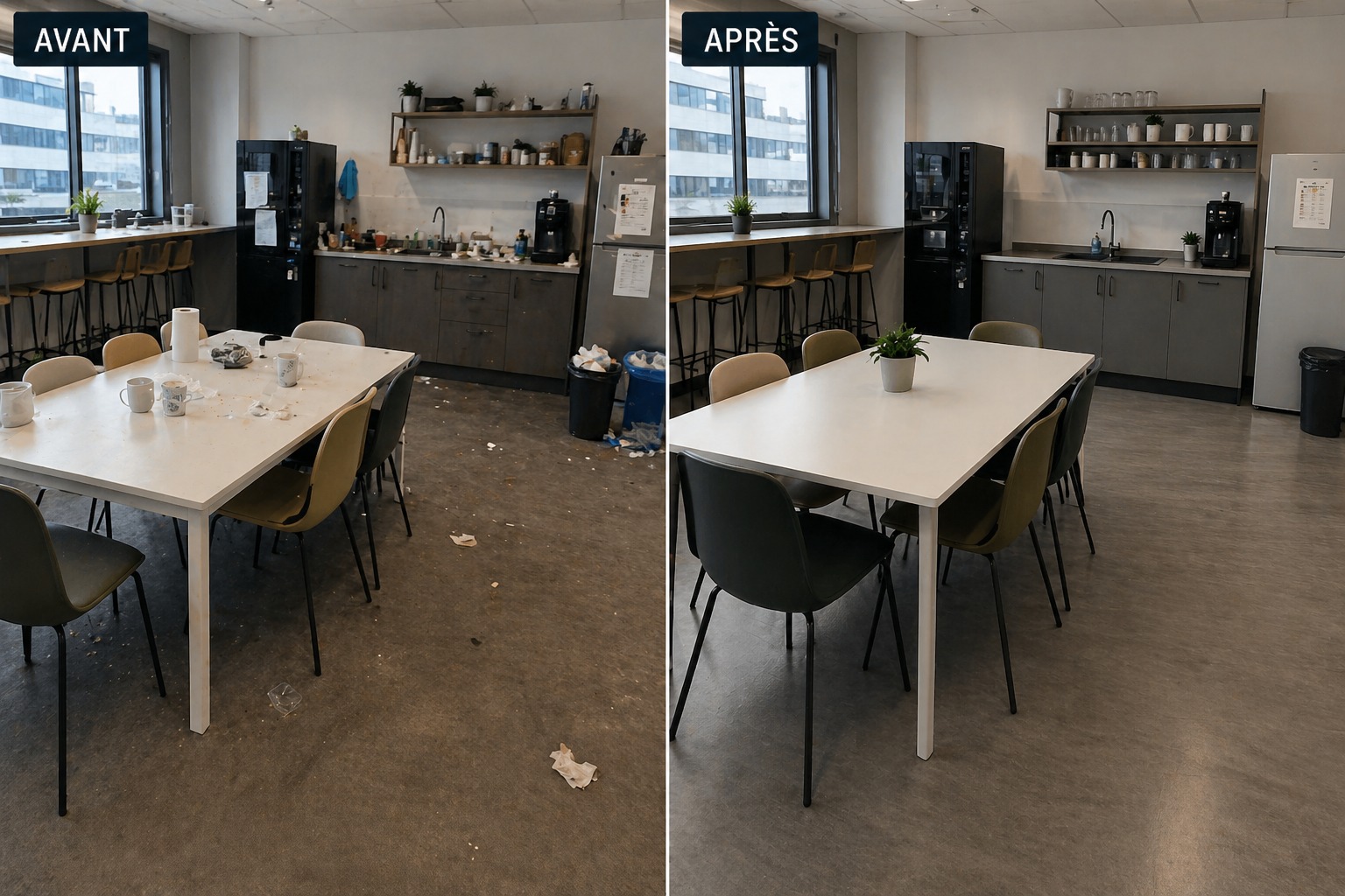 Salle de pause nettoyage professionnel